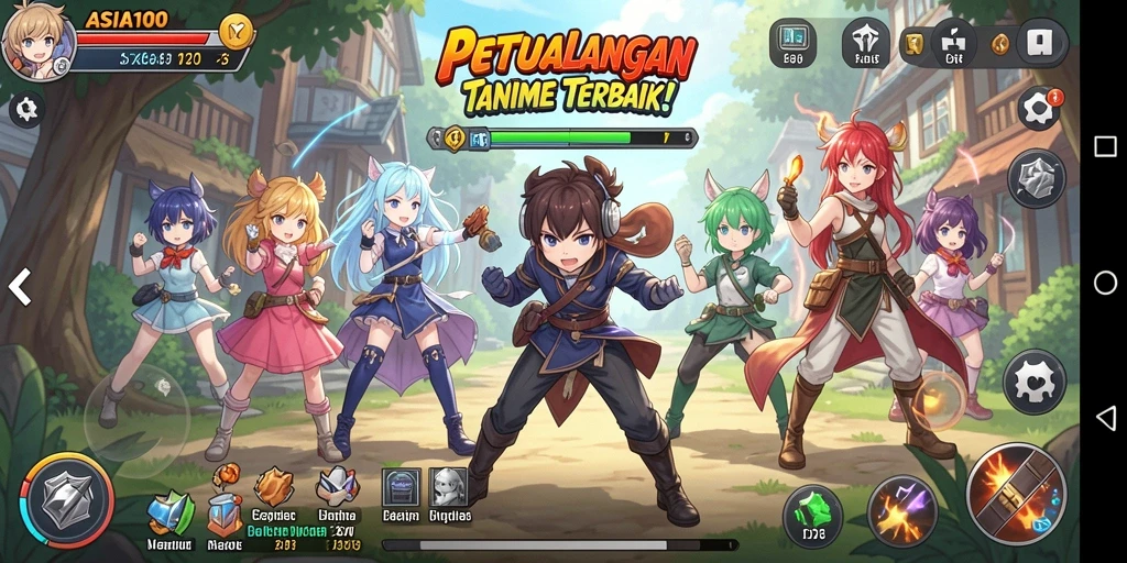 Tangkapan layar menunjukkan pertarungan karakter Anime dalam ASIA100 yang menegangkan.