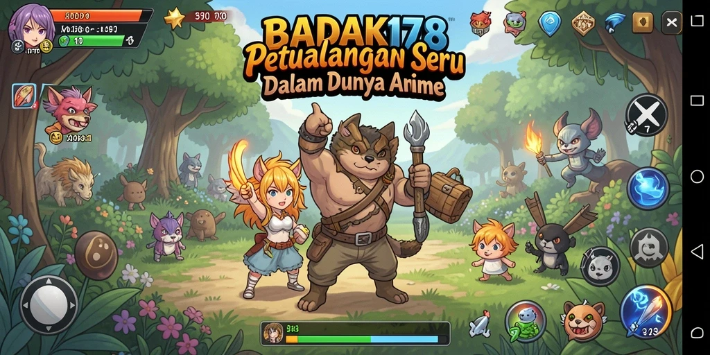 Tampilan gameplay menakjubkan dari BADAK178 dengan karakter anime yang beraksi.