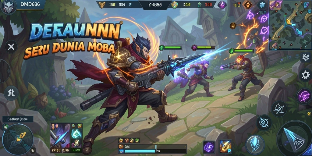 Tangkapan layar DMD686 menunjukkan aksi pertempuran MOBA yang seru.