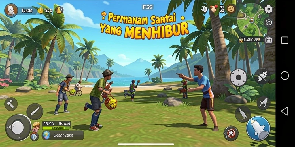 Screenshot F32 menampilkan gameplay Santai yang menarik dan penuh warna.
