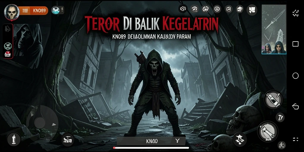 Screenshot gameplay menampilkan suasana mencekam dan aksi mendebarkan dalam KNO89.