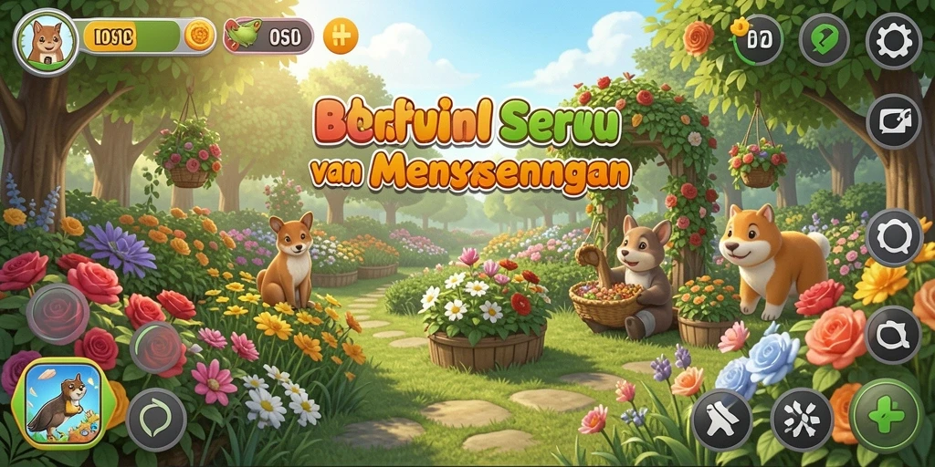 Screenshot menunjukkan kegiatan berkebun seru dalam LOS303 dengan grafis menarik.