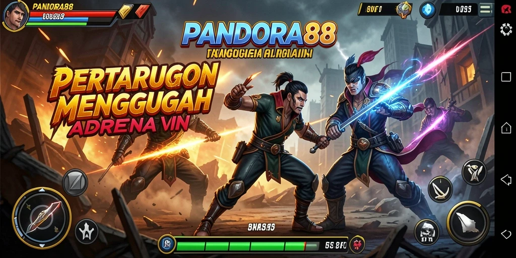 Tampilan seru pertarungan intens dari PANDORA88 dengan karakter unik.