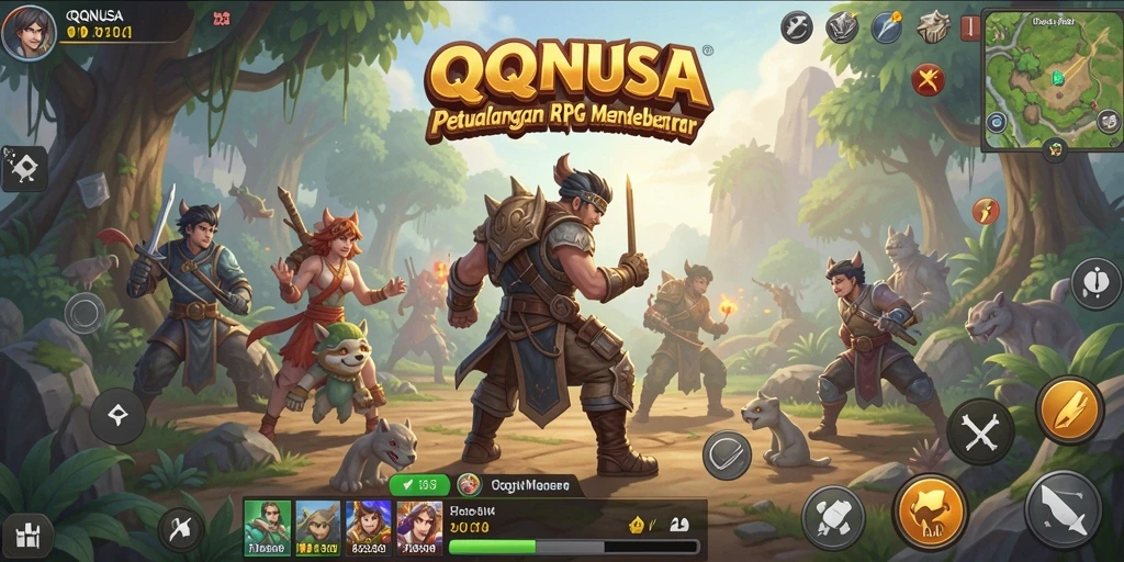 Tangkapan layar gameplay QQNUSA yang menunjukkan pertarungan seru.