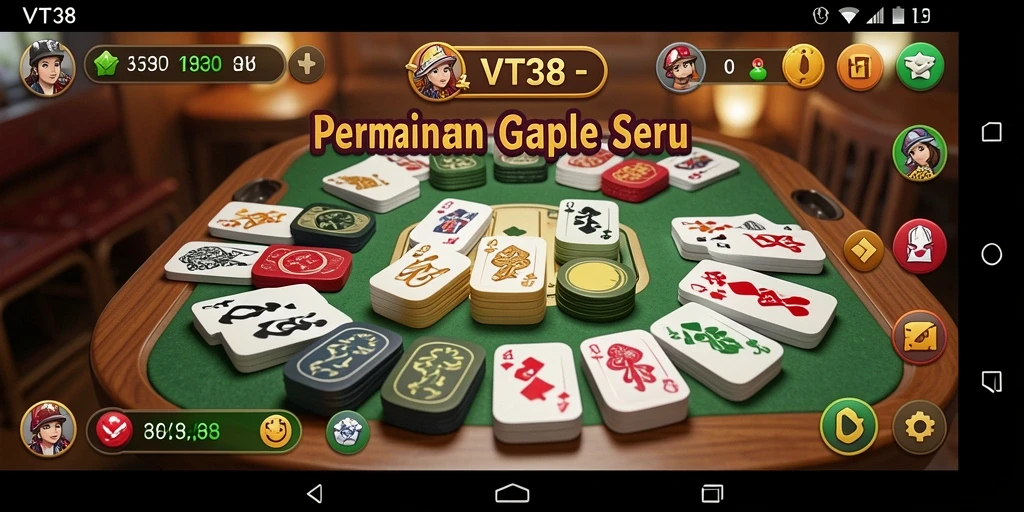 Tampilan screenshot VT38 menunjukkan gameplay Gaple yang seru dan interaktif.